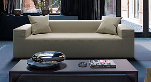 Бежевый диван в интерьере-18, Диван Драм из экокожи